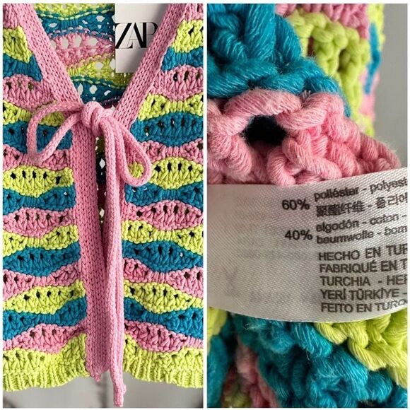 ZARA STRIPED KNIT CARDIGAN WITH TIES NEW S L - Picture 3 of 3